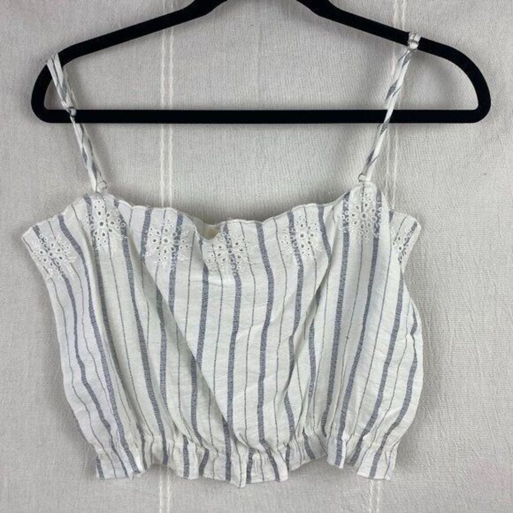 NWT LA Hearts Crop Tube Top Embroidery Blue & White Pac Sun Sz Large‎